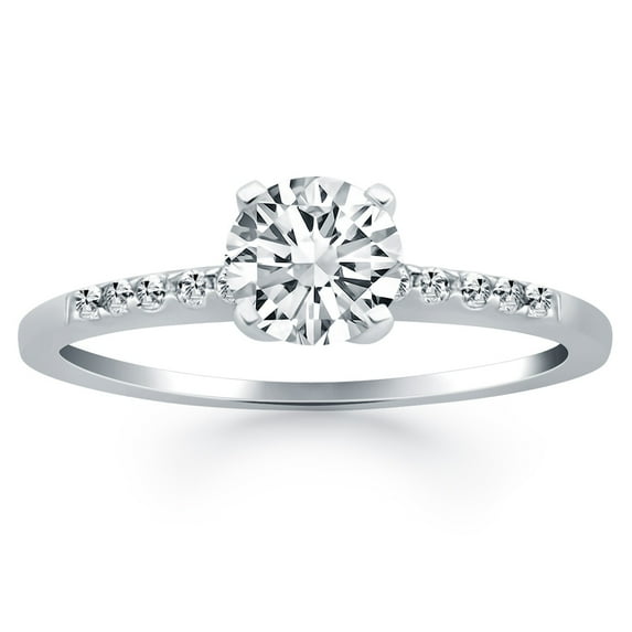 14k White Gold Engagement Ring with Diamond Band Design Size 8.5