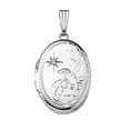 thumbnail image 1 of 14k White Gold Engraved W/Diamond Oval Locket - 3/4 Inch X 1 Inch, 1 of 1