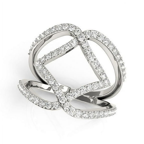 14k White Gold Entwined Design Diamond Dual Band Ring 3/4 cttw SZ 7.5