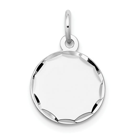 14k White Gold Etched .018 Gauge Engravable Round Disc Charm - Measures 20x13mm Wide