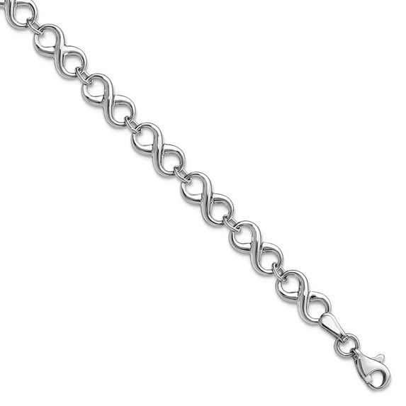 14k White Gold Fancy Lobster Closure Polished Bracelet 7 Inch 6mm Wide Link Bracelet for Women