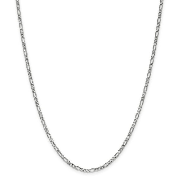 14k White Gold Figaro Chain Necklace - 2.7 Grams - 24 Inch - Measures 2.5mm Wide