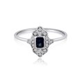thumbnail image 1 of 14k White Gold Filigree Emerald Cut Sapphire and Diamond Ring, 1 of 2