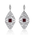 thumbnail image 1 of 14k White Gold Filigree Princess Ruby and Diamond Earrings, 1 of 1
