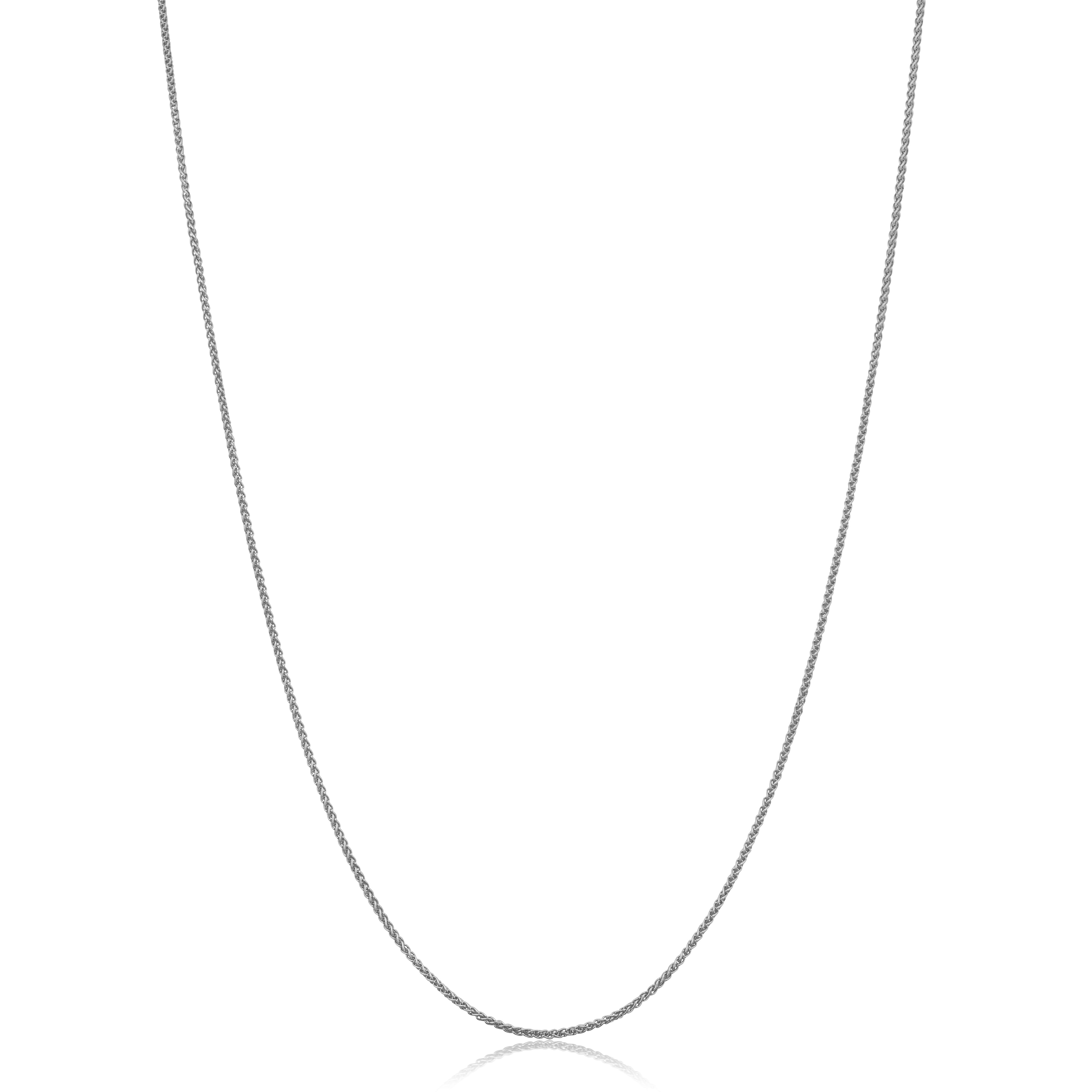 KoolJewelry 14k White Gold Filled Round Wheat Chain Pendant Necklace (0.8 mm, 30 inch)