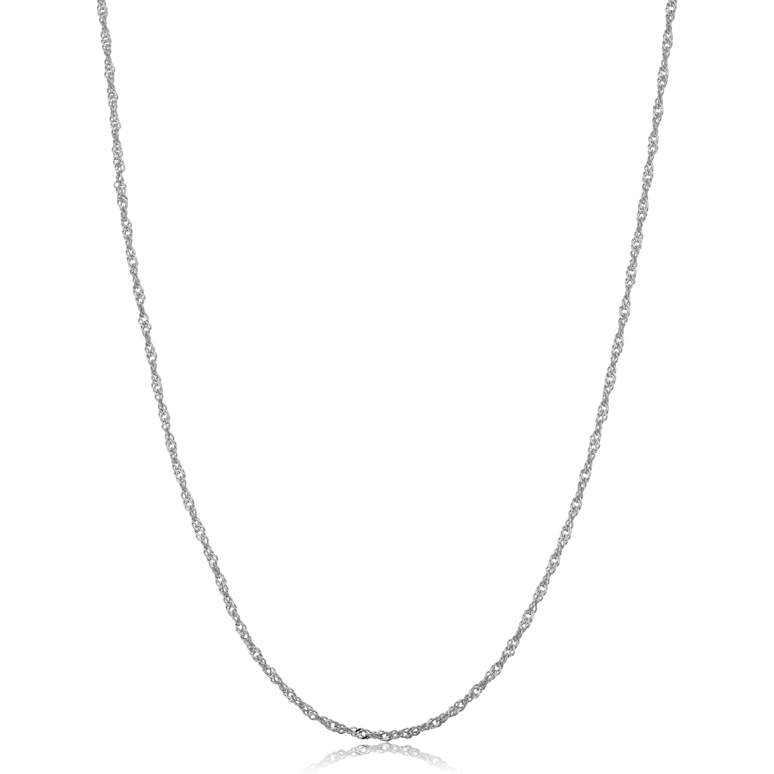 KoolJewelry 14k White Gold Filled Singapore Chain Necklace (1.4 mm, 16 inch)