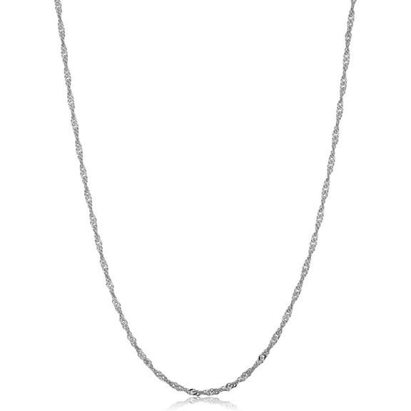 KoolJewelry 14k White Gold Filled Singapore Chain Necklace (1.7 mm, 14 inch)