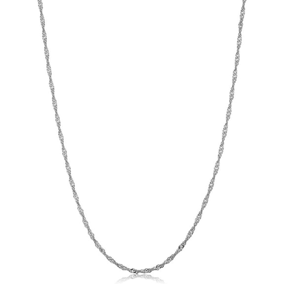 KoolJewelry 14k White Gold Filled Singapore Chain Necklace (1.7 mm, 18 inch)