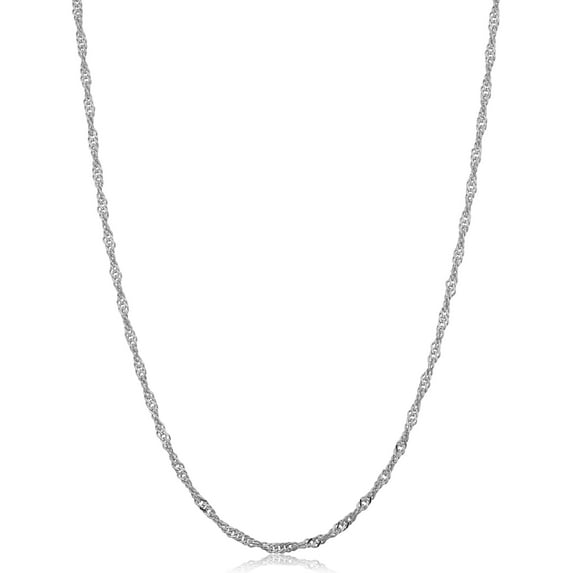 KoolJewelry 14k White Gold Filled Singapore Chain Necklace (2 mm, 20 inch)