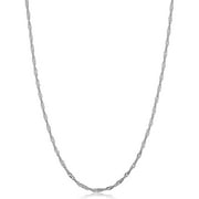 KoolJewelry 14k White Gold Filled Singapore Chain Necklace 2 mm, 24 inch