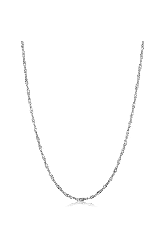 KoolJewelry 14k White Gold Filled Singapore Chain Necklace (2 mm, 24 inch)