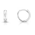 thumbnail image 1 of JewelStop 14K White Gold Finish 12.9mm Diamond-Cut+Polished Circle Huggie Earrings with Snap Clasp, 1 of 4