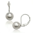 thumbnail image 1 of 14k White Gold Fixed Polished 4mm-10mm Ball Leverback Earrings For Women (7 Sizes) White Gold 9 mm Ball Earring, 1 of 2