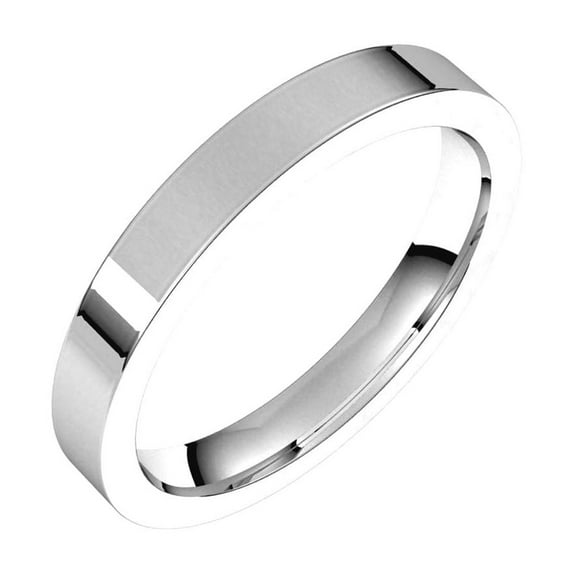 14k White Gold Flat 3mm Comfort-fit Flat Comfort-Fit Band Size 10 Ring for Women and Men - 4.5 Grams