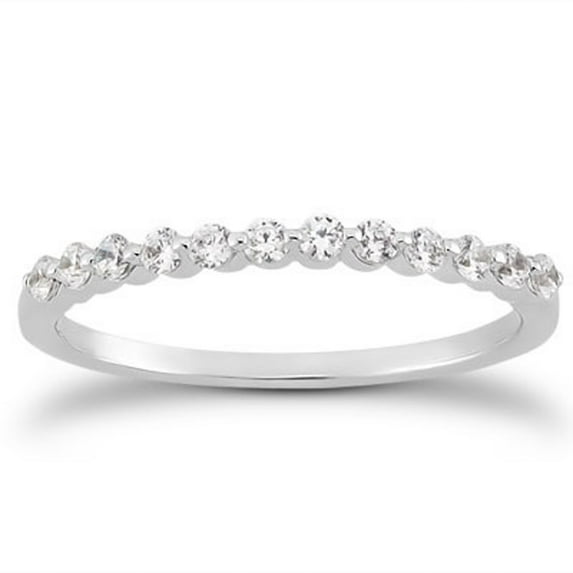 14k White Gold Floating Diamond Single Prong Wedding Ring Band Size 4