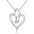 thumbnail image 1 of 14k White Gold Flowing Diamond Heart Pendant, 1 of 1