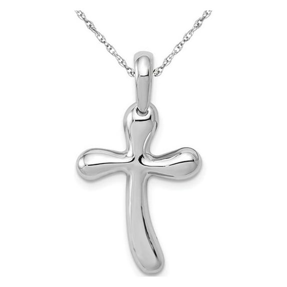 14k White Gold Freeform Cross Pendant