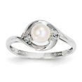 thumbnail image 1 of 14k White Gold Genuine Freshwater Cultured Pearl Diamond Ring, 1 of 1