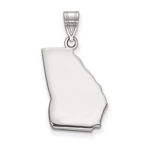 14k White Gold Georgia State Pendant Necklace for Women or Unisex Wear, Polished Map Outline Charm, Southern State Pride Jewelry, USA Inspired Keepsake Accessory