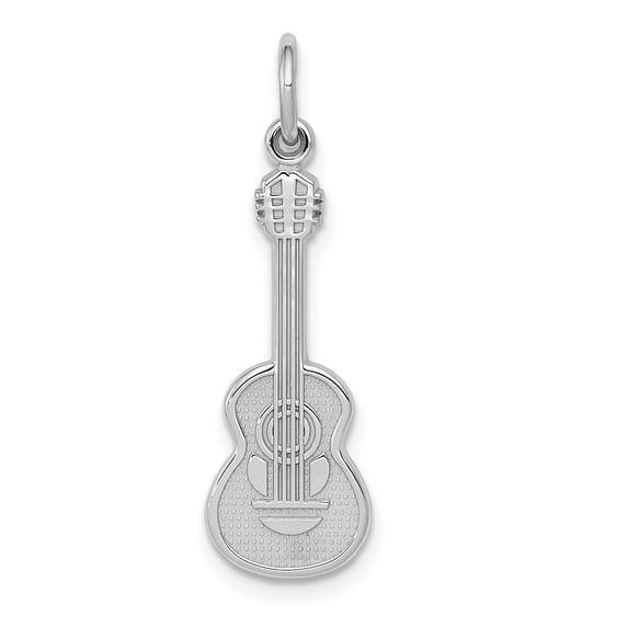 14k White Gold Guitar Charm Pendant