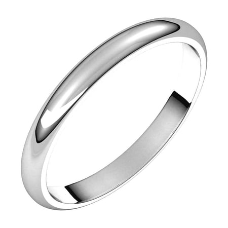 14k White Gold Half Round 2.5mm Half Round Band Size 11 Ring for Women and Men - 2.9 Grams