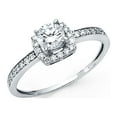 thumbnail image 1 of 14k White Gold Halo CZ Engagement Ring Anniversary Round Solitaire Band Bridal CZ Side Stones Size 8.5, 1 of 1