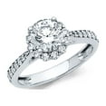 thumbnail image 1 of 14k White Gold Halo Engagement CZ Ring Anniversary Band Wedding Solitaire Round Bridal Ring Size 9, 1 of 1