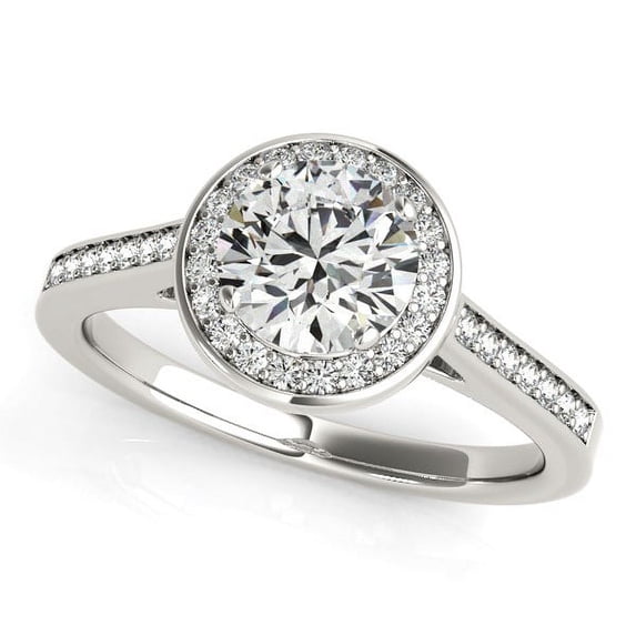 14k White Gold Halo Round Diamond Engagement Ring (1 1/4 cttw) Size 3