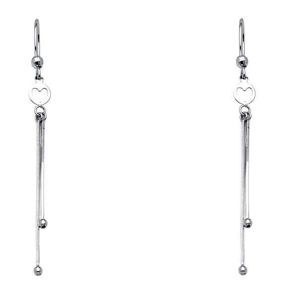 14k White Gold Hanging Earrings 5x55mm Stud Earring for Women - 1.4 Grams