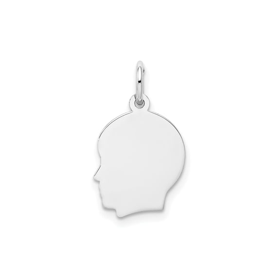 14k White Gold Head Silhouette Pendant for Women, Engravable Profile Charm Necklace, Minimal Memorial Jewelry, Family Keepsake, Customizable Sentimental Accessory