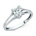 thumbnail image 1 of 14k White Gold Heart CZ Solitaire Engagement Ring Anniversary Heart CZ Band Bridal Love Ring Size 8.5, 1 of 1