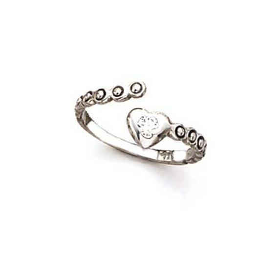 14k White Gold Heart Cubic Zirconia Toe Ring