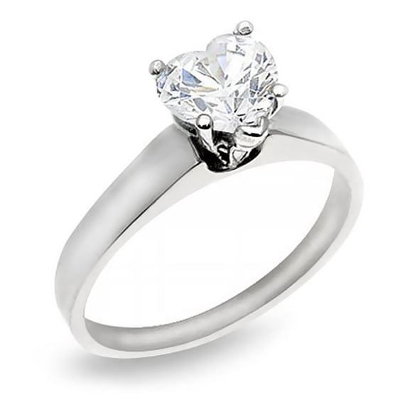 14k White Gold Heart Cut Diamond Solitaire Ring 0.75 cttw. (G-H Color, SI Clarity) Size 7.5