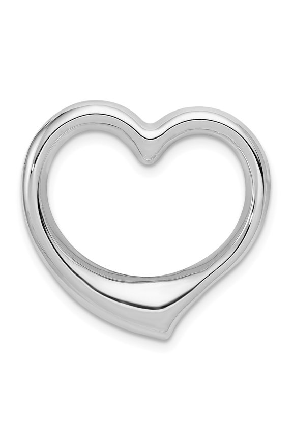 14k White Gold Heart Hollow Pendant Slide