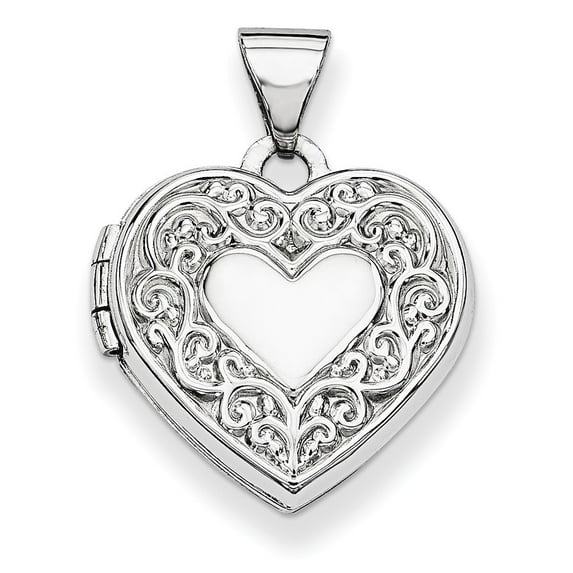 14k White Gold Heart Locket - 1.2 Grams - Measures 15.5x20.3mm