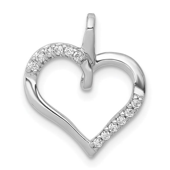 14k White Gold Heart Pendant Necklace for Women with Diamond Accents, Modern Open-Heart Design, Romantic Symbol of Love, Elegant Fine Jewelry for Daily Wear or Special Occasions