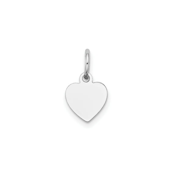 14k White Gold Heart Pendant for Women, Polished Charm for Engraving, Symbol of Love, Minimalist Jewelry for Necklace or Bracelet, Elegant Anniversary or Everyday Accessory