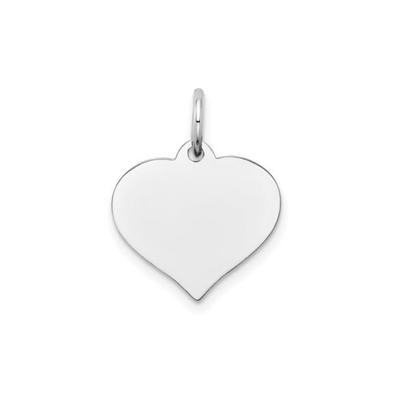 14k White Gold Engravable Heart Pendant Charm, Polished Jewelry for Women