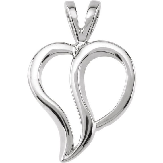 14k White Gold Heart Shaped Pendant 18.5x12mm - 1.4 Grams