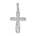 thumbnail image 1 of 14k White Gold High Polished Trim Religious Faith Cross Pendant Necklace With Vine Center Pendant for Women, 1 of 2