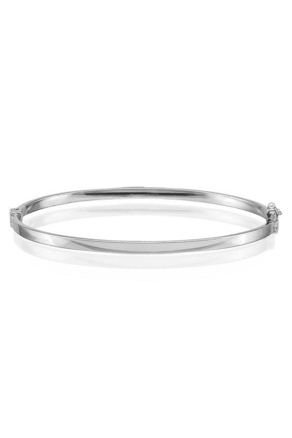 14K Solid White Gold Hinged Bangle Bracelet