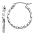 thumbnail image 1 of 14k White Gold Hinged post Twist Polished Hoop Earrings 15x20mm Wide 2mm Thick Hoop Earring for Women, 1 of 2