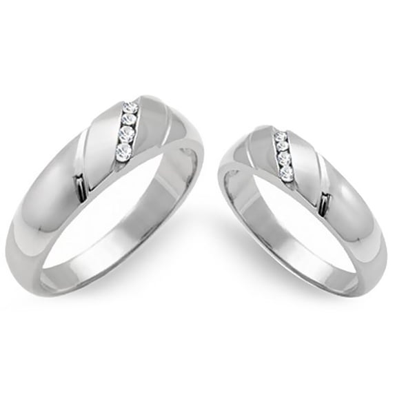 14k White Gold His and Hers Round Cut Diamond Band 0.25ct.tw. Size 9