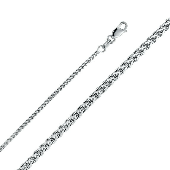 14k White Gold-Hollow 1.7mm Square Franco Chain Link Necklace 20" Jewelry Female Unisex