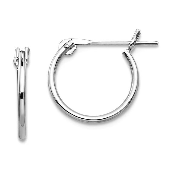 14k White Gold Hollow Polished 1mm Hoop Earrings 10x10mm Hoop Earring for Women - .3 Grams