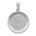 thumbnail image 1 of 14k White Gold Hollow Polished and Satin St. Christopher Medal Charm Pendant, 1 of 2