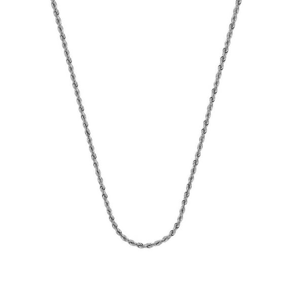 14k White Gold Hollow Rope Chain Necklace 2mm Lobster Claw Closure - 2.0 Grams - 18 Inch