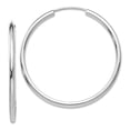 thumbnail image 1 of 14k White Gold Hollow tube 2mm Polished Endless Hoop Earrings 35x35mm Wide 2mm Thick Hoop Earring for Women, 1 of 2