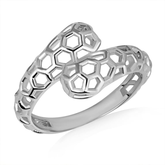 14k White Gold Honeycomb Beehive Wraparound Band Ring (Size 9.75)