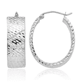 thumbnail image 1 of 14K Solid White Gold Oval Medium Hoop Earrings, 1 of 10